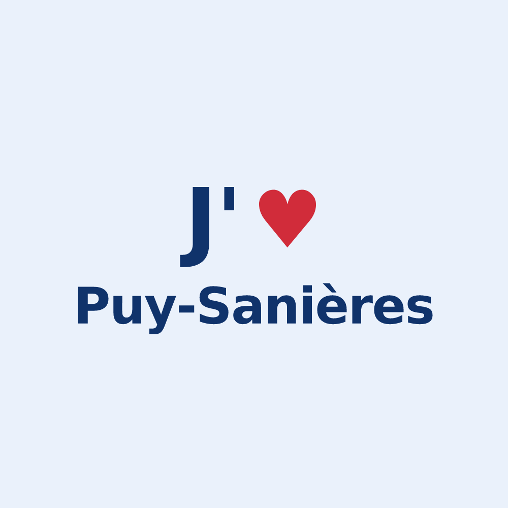 Sticker personnalisé Puy-Sanières — design J'aime Puy-Sanières