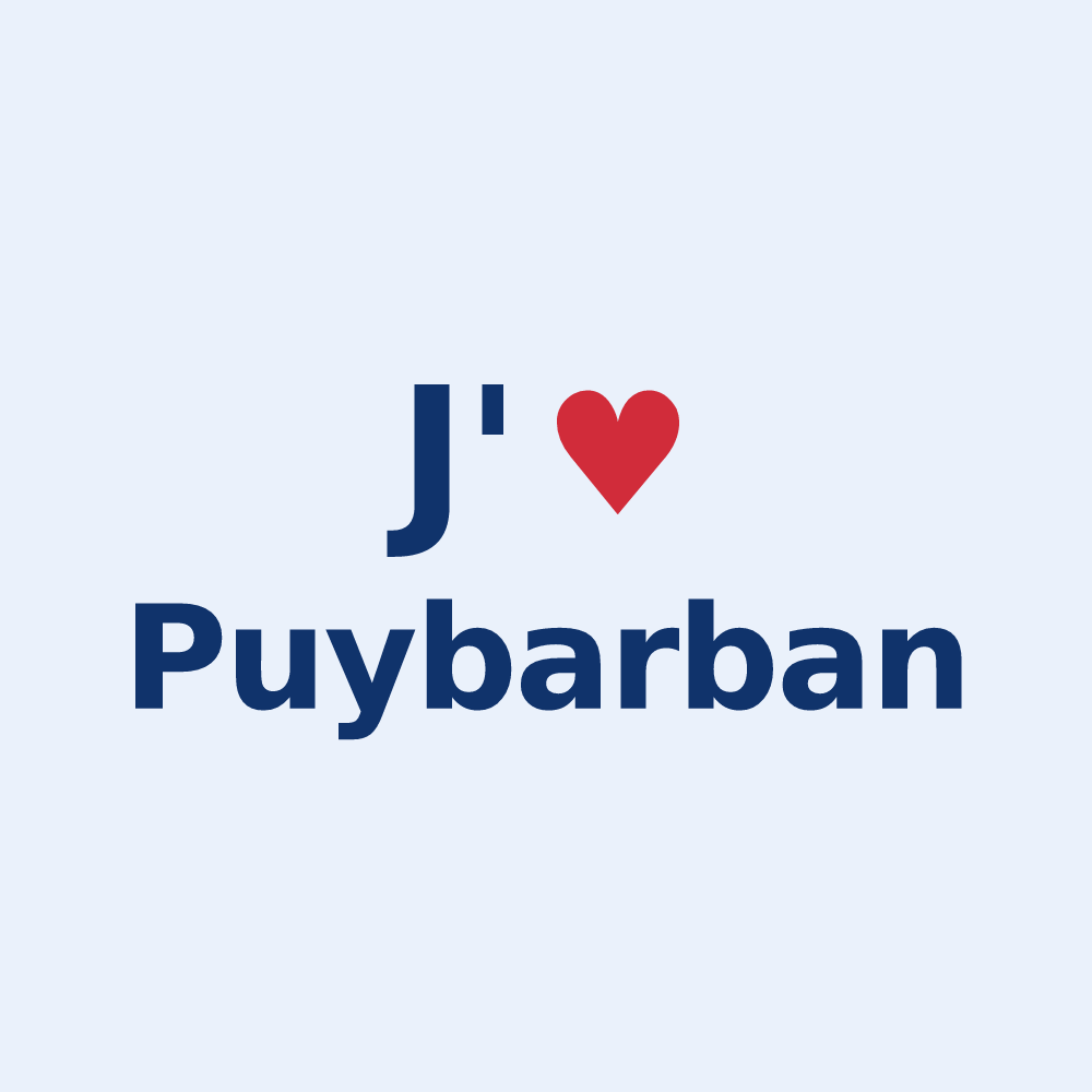 Sticker personnalisé Puybarban — design « J'aime Puybarban » imprimé sur le sticker