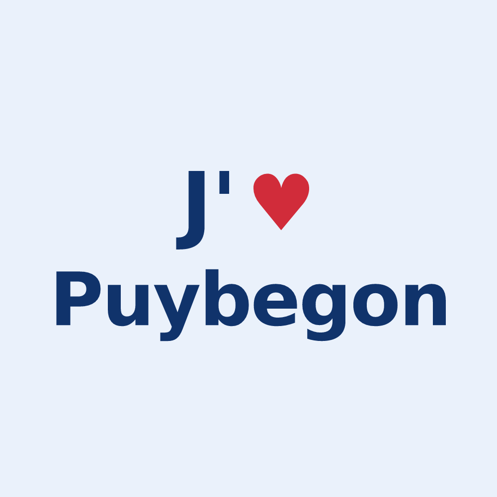 Sticker personnalisé Puybegon — design J'aime Puybegon