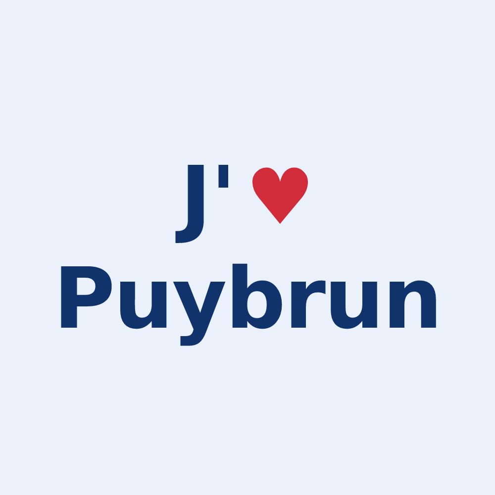 Sticker personnalisé Puybrun — design J'aime Puybrun