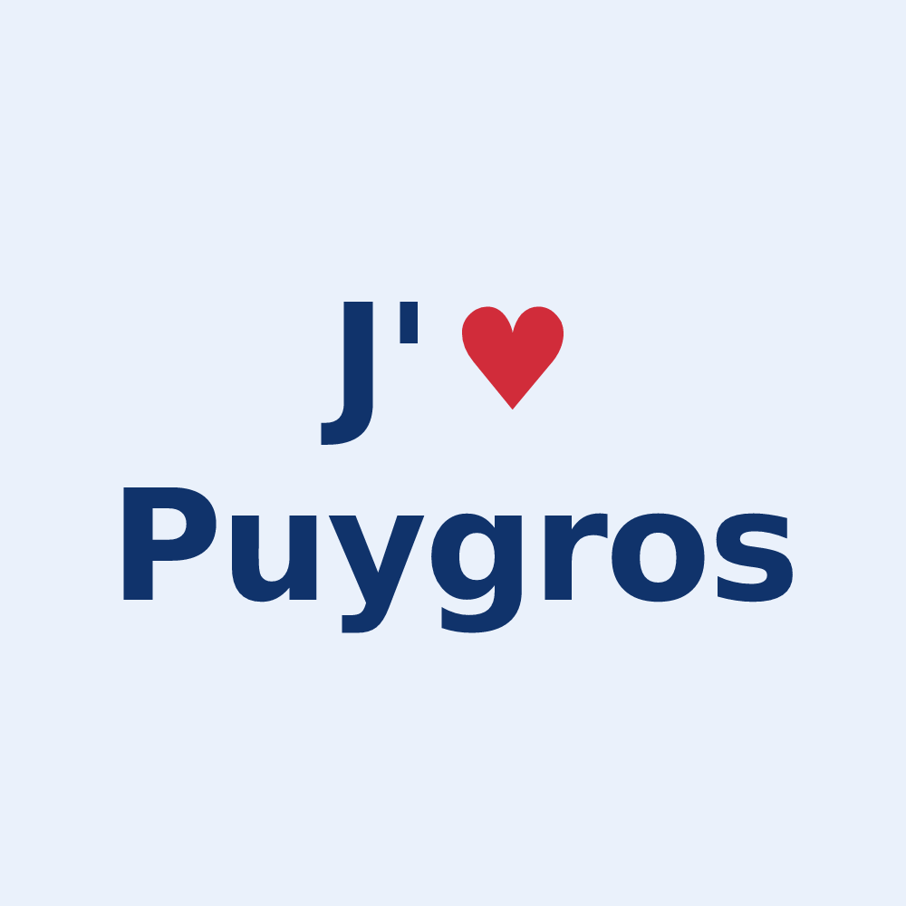 Sticker personnalisé Puygros — design J'aime Puygros