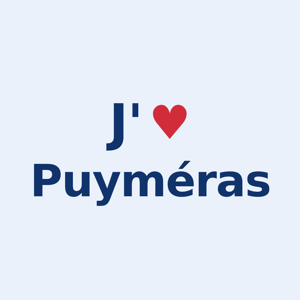 Sticker personnalisé Puyméras — design J'aime Puyméras
