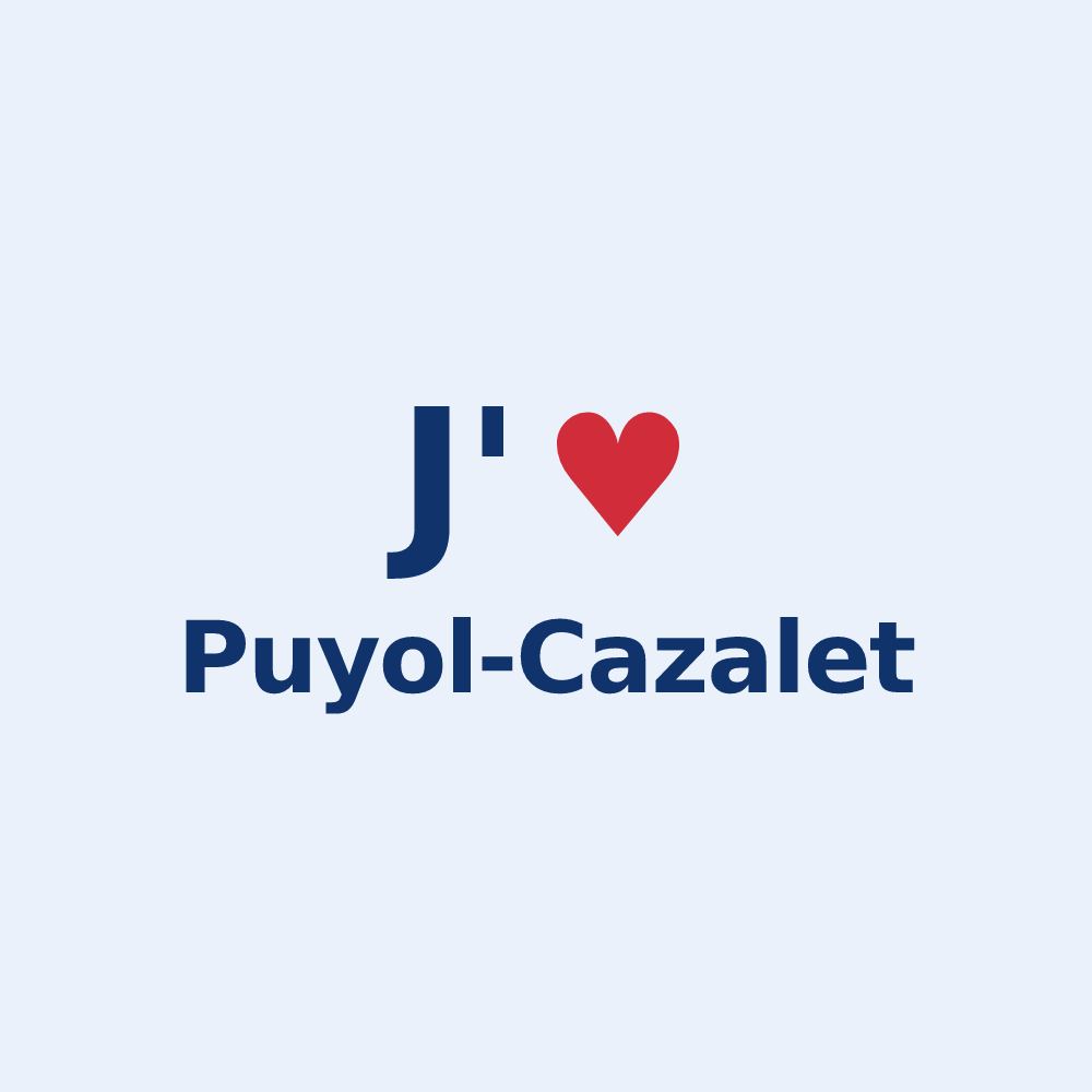 Sticker personnalisé Puyol-Cazalet — design « J'aime Puyol-Cazalet » imprimé sur le sticker