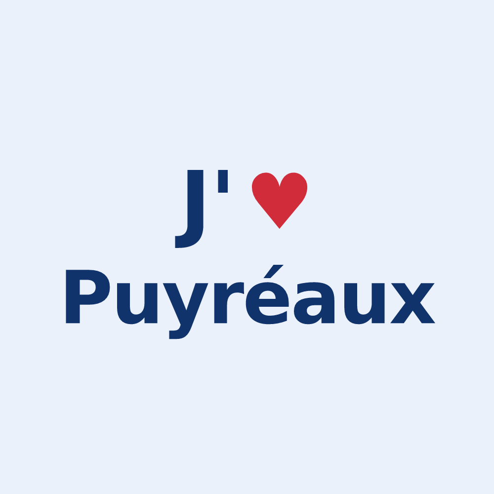 Sticker personnalisé Puyréaux — design J'aime Puyréaux