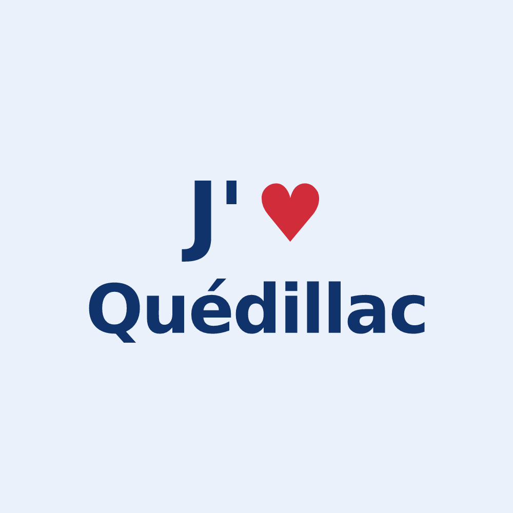 Sticker personnalisé Quédillac — design J'aime Quédillac
