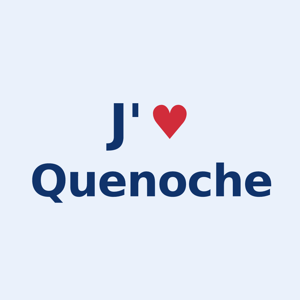 Sticker personnalisé Quenoche — design « J'aime Quenoche » imprimé sur le sticker
