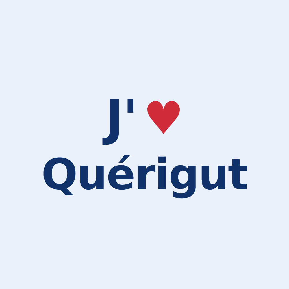 Sticker personnalisé Quérigut — design « J'aime Quérigut » imprimé sur le sticker