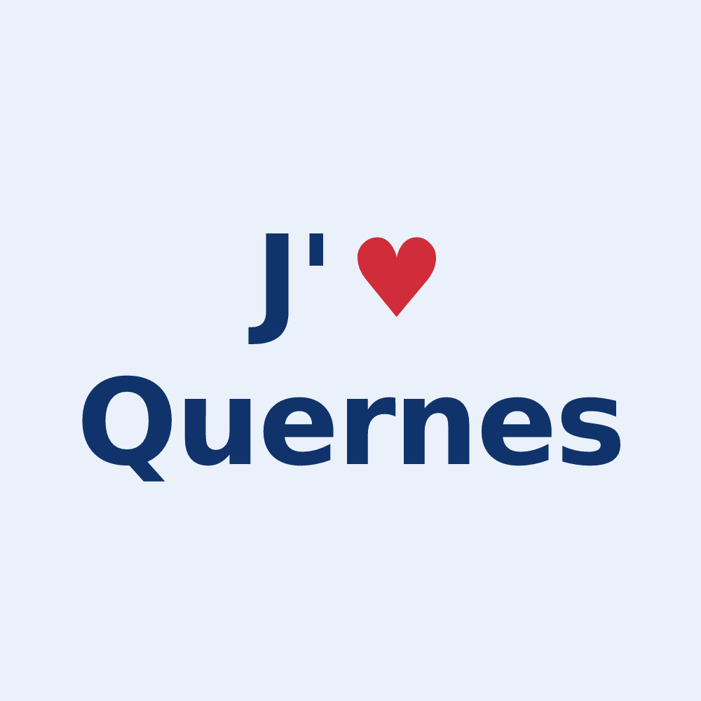 Sticker personnalisé Quernes — design J'aime Quernes