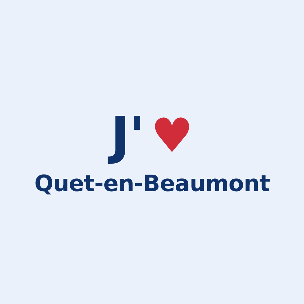 Sticker personnalisé Quet-en-Beaumont — design « J'aime Quet-en-Beaumont » imprimé sur le sticker