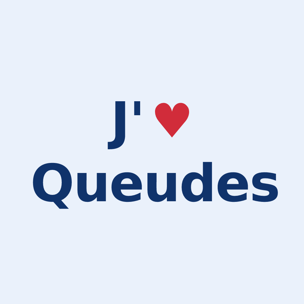 Sticker personnalisé Queudes — design J'aime Queudes