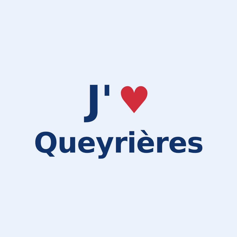 Sticker personnalisé Queyrières — design J'aime Queyrières