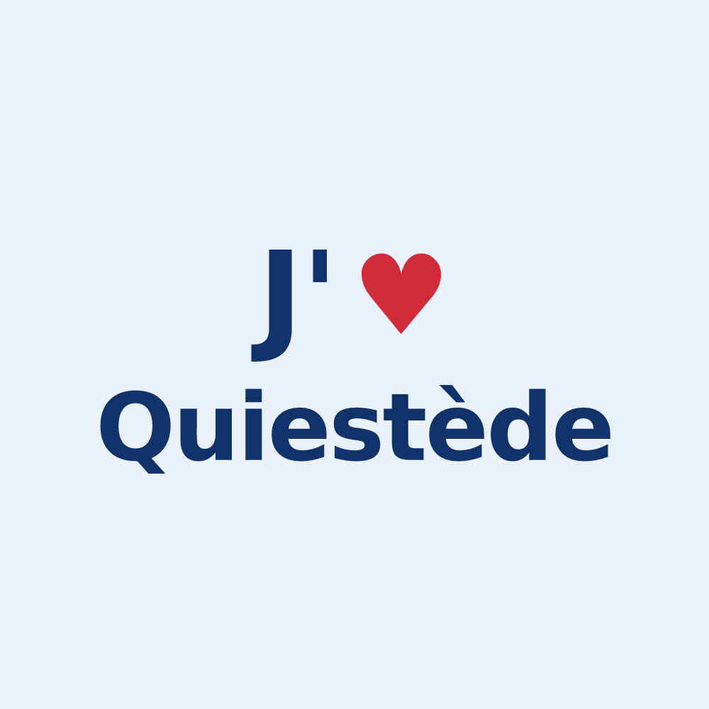Sticker personnalisé Quiestède — design J'aime Quiestède