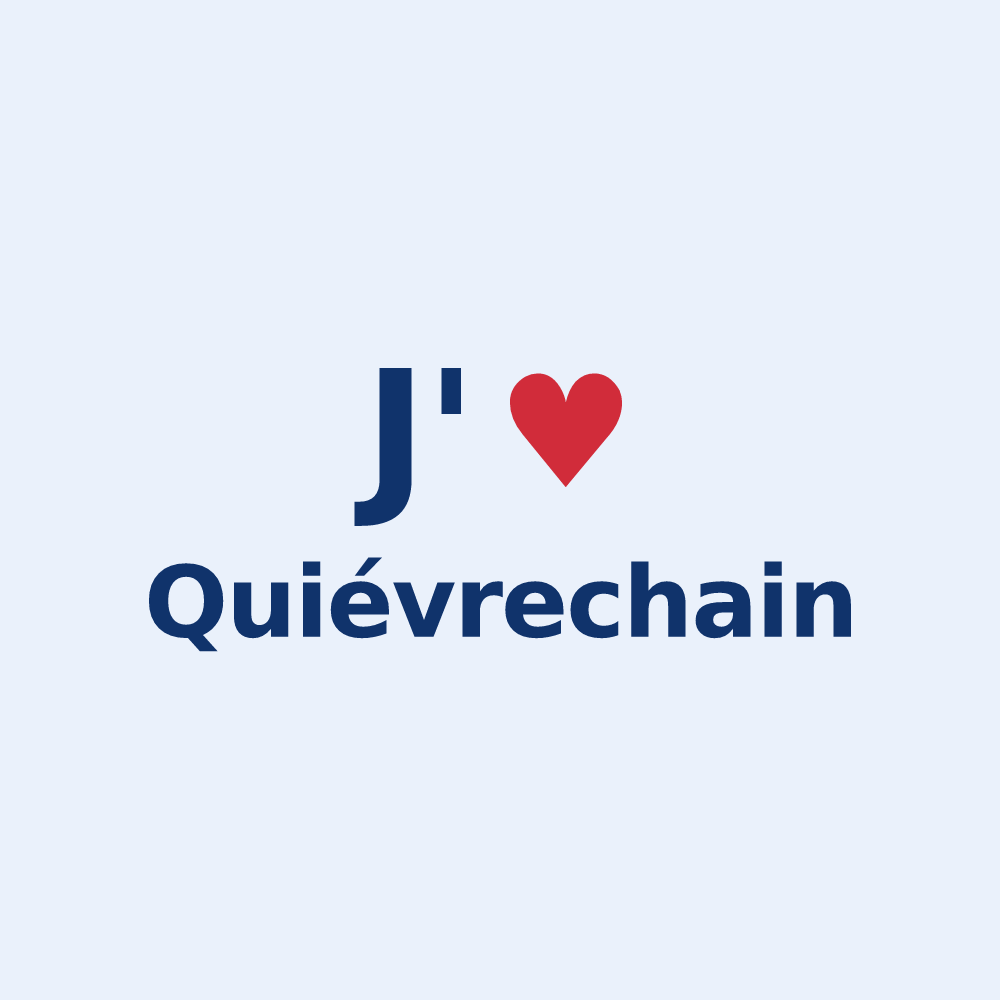 Sticker personnalisé Quiévrechain — design « J'aime Quiévrechain » imprimé sur le sticker