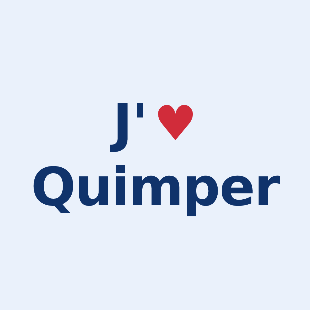 Sticker personnalisé Quimper — design « J'aime Quimper » imprimé sur le sticker