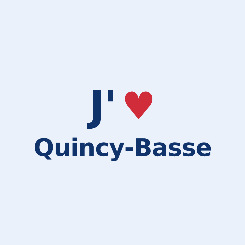 Sticker personnalisé Quincy-Basse — design « J'aime Quincy-Basse » imprimé sur le sticker