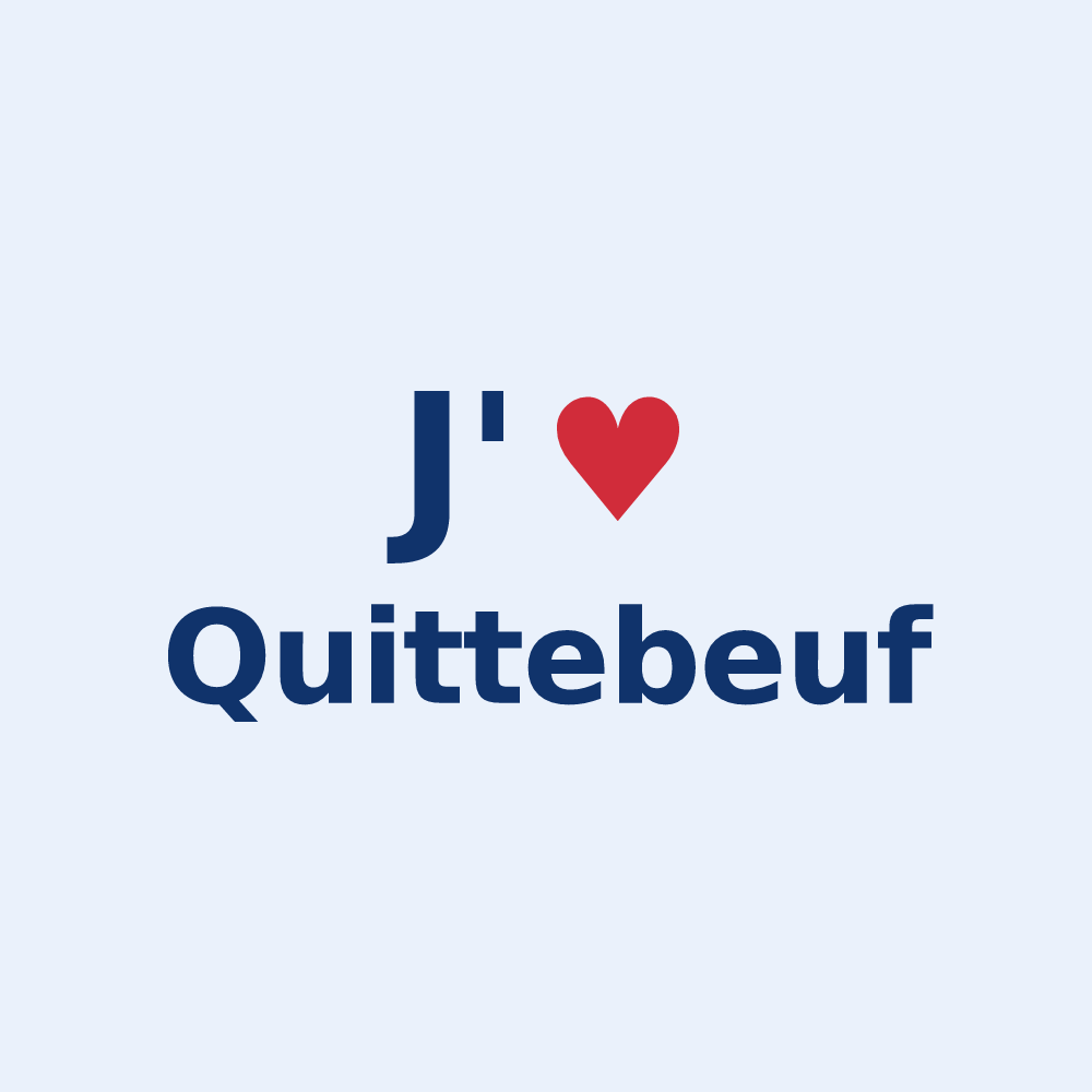Sticker personnalisé Quittebeuf — design J'aime Quittebeuf