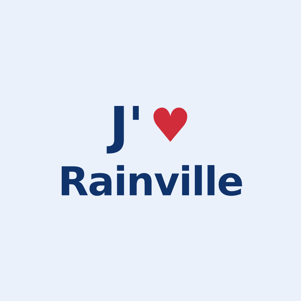 Sticker personnalisé Rainville — design « J'aime Rainville » imprimé sur le sticker