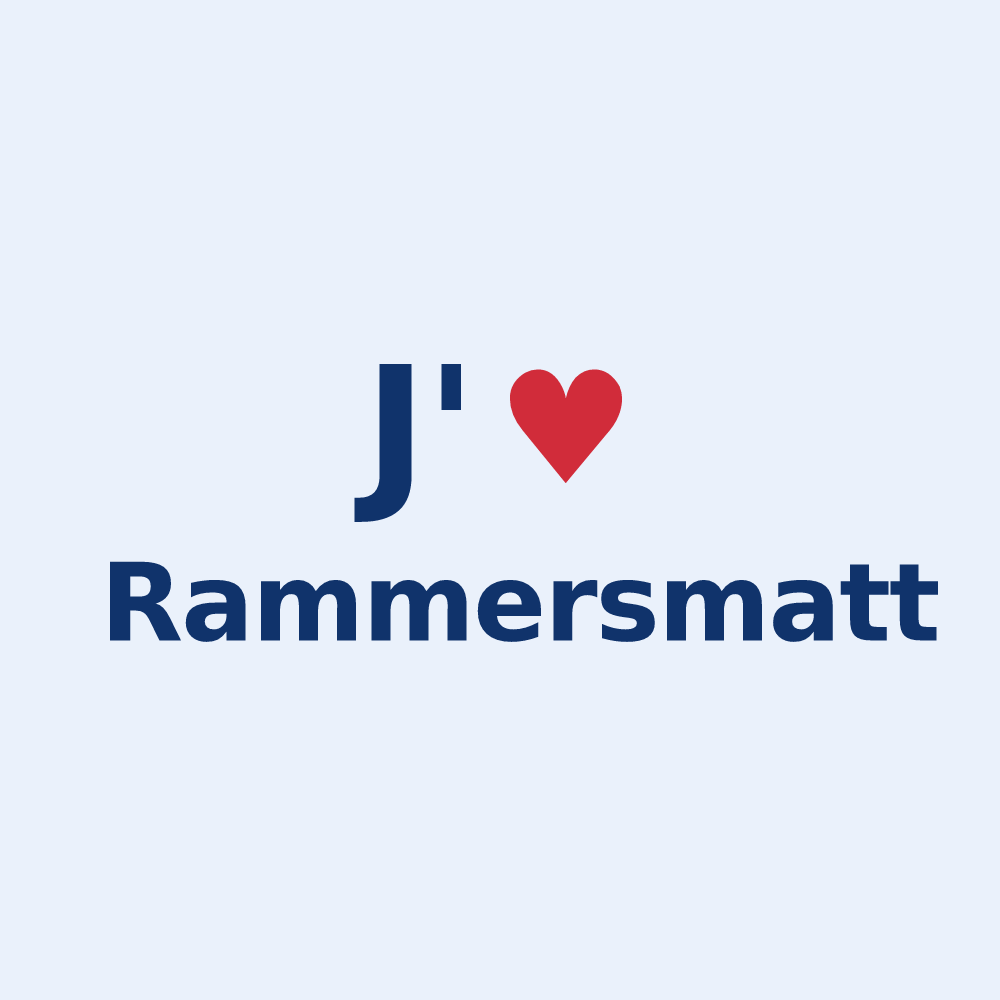 Sticker personnalisé Rammersmatt — design « J'aime Rammersmatt » imprimé sur le sticker