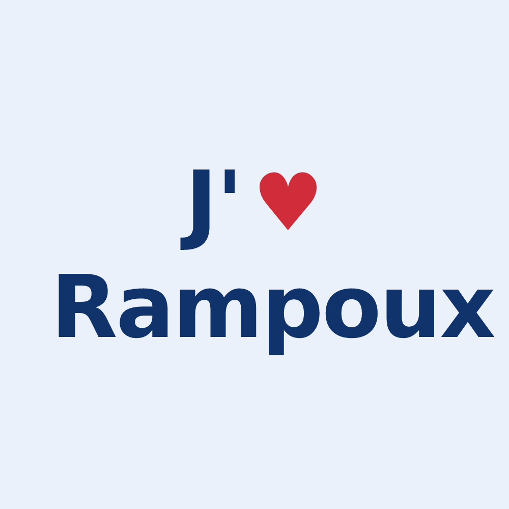 Sticker personnalisé Rampoux — design « J'aime Rampoux » imprimé sur le sticker