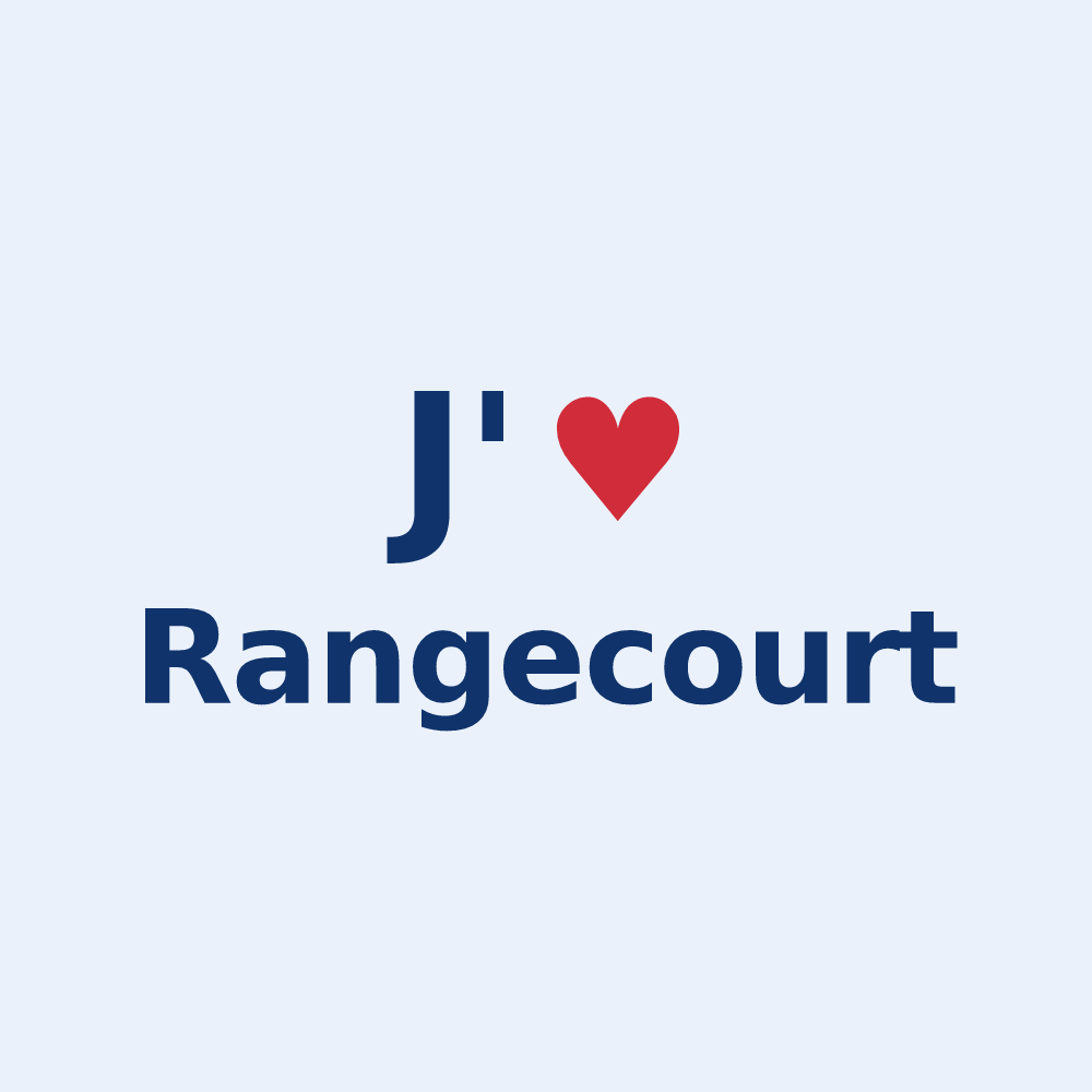 Sticker personnalisé Rangecourt — design « J'aime Rangecourt » imprimé sur le sticker