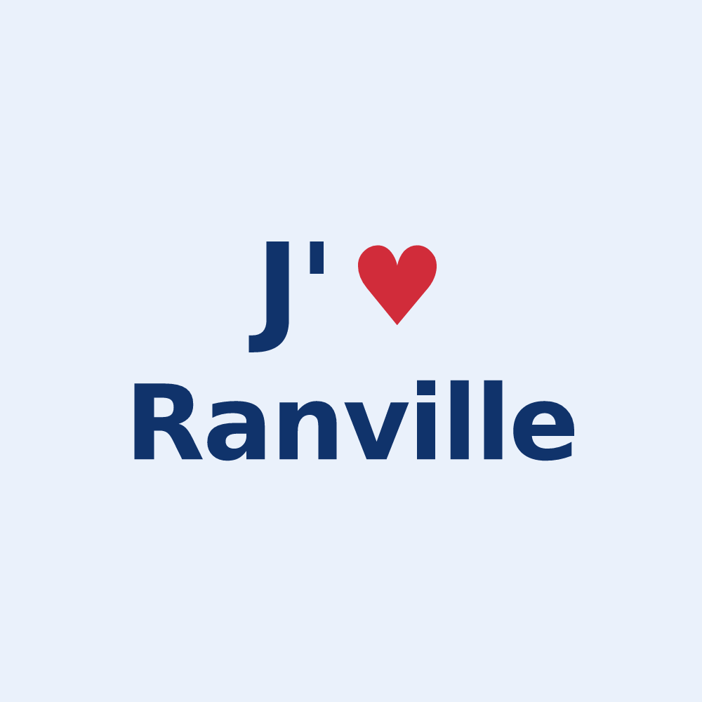 Sticker personnalisé Ranville — design « J'aime Ranville » imprimé sur le sticker