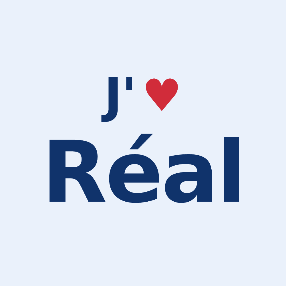 Sticker personnalisé Réal — design J'aime Réal