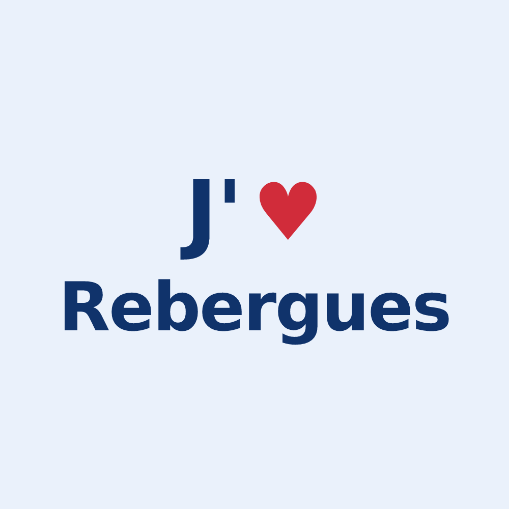 Sticker personnalisé Rebergues — design « J'aime Rebergues » imprimé sur le sticker