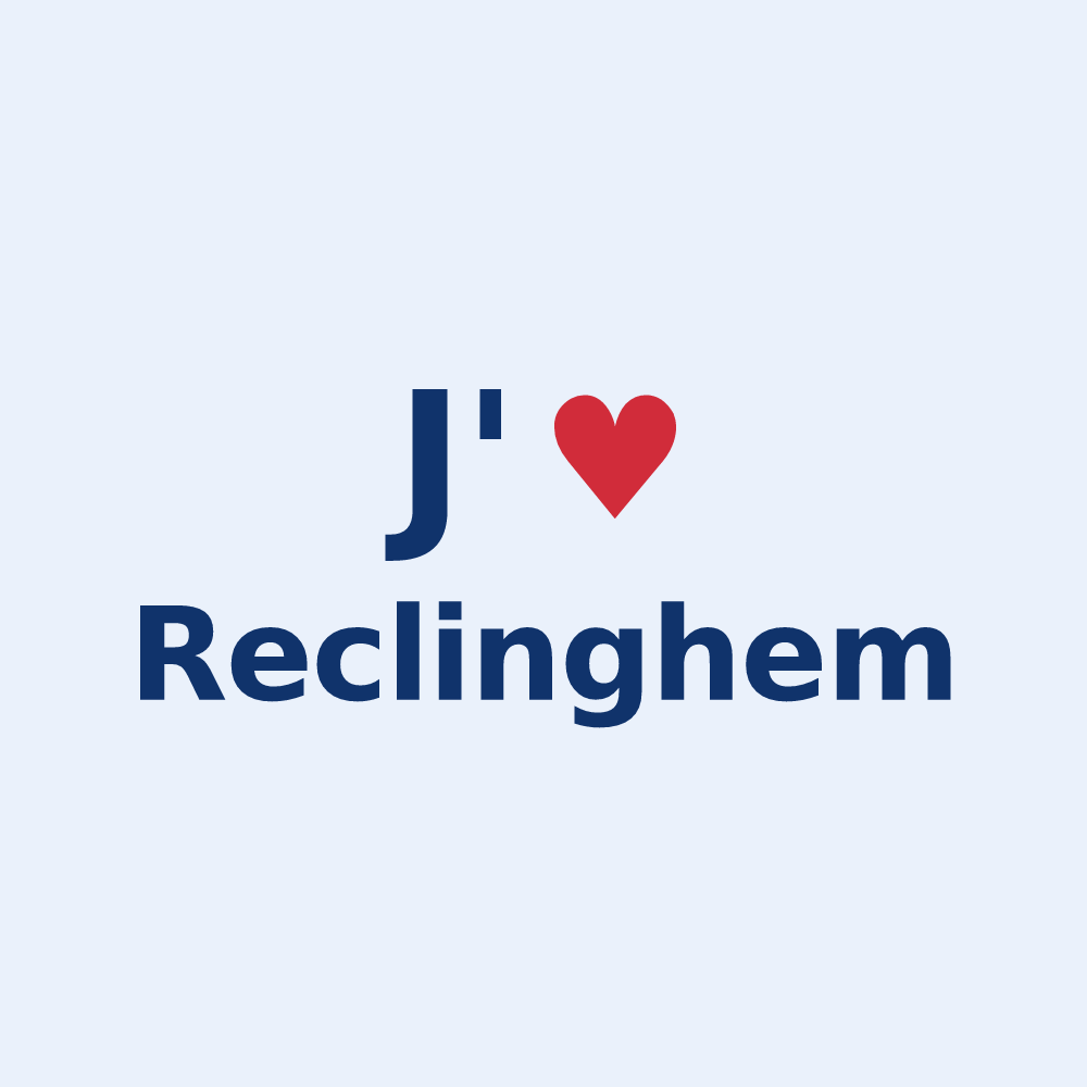 Sticker personnalisé Reclinghem — design « J'aime Reclinghem » imprimé sur le sticker