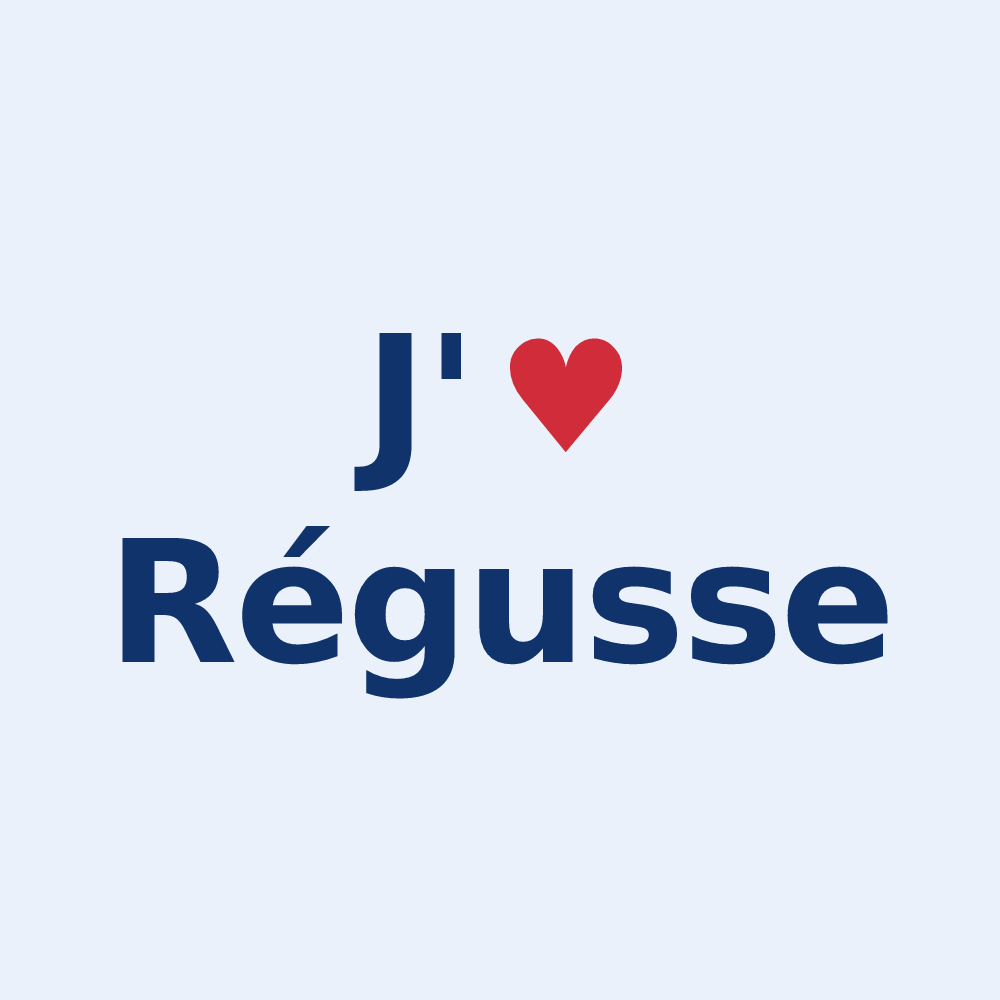 Sticker personnalisé Régusse — design J'aime Régusse