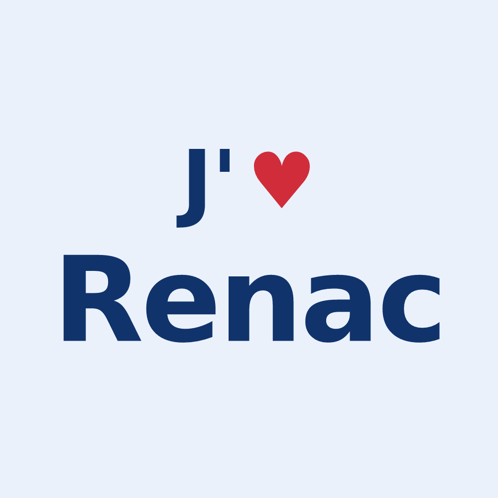 Sticker personnalisé Renac — design « J'aime Renac » imprimé sur le sticker