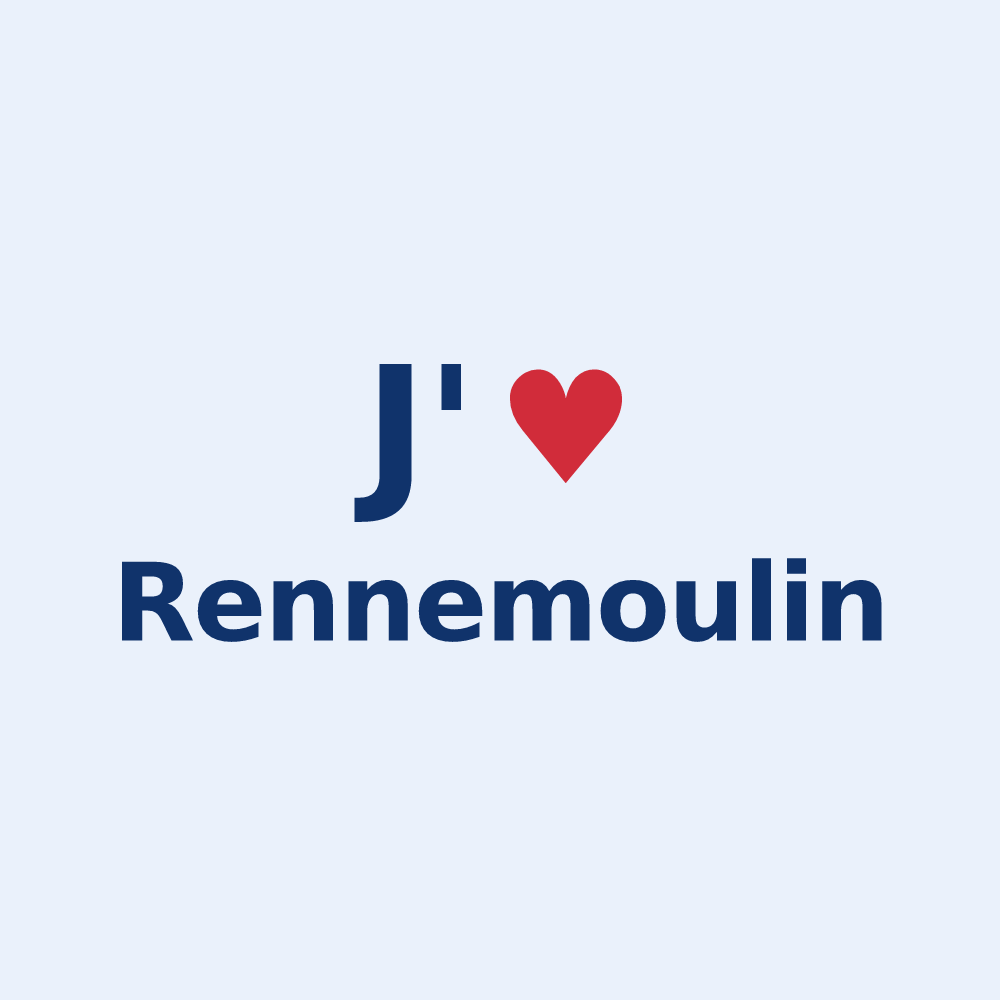 Sticker personnalisé Rennemoulin — design J'aime Rennemoulin