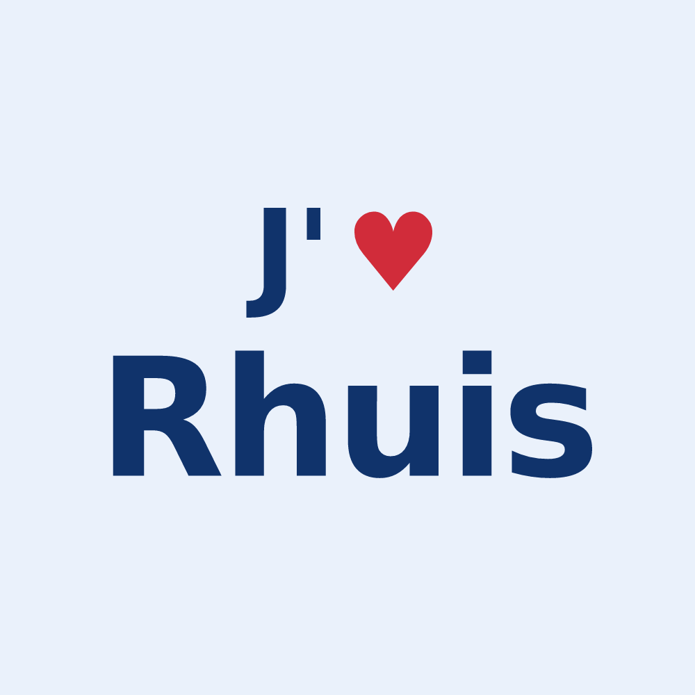 Sticker personnalisé Rhuis — design J'aime Rhuis