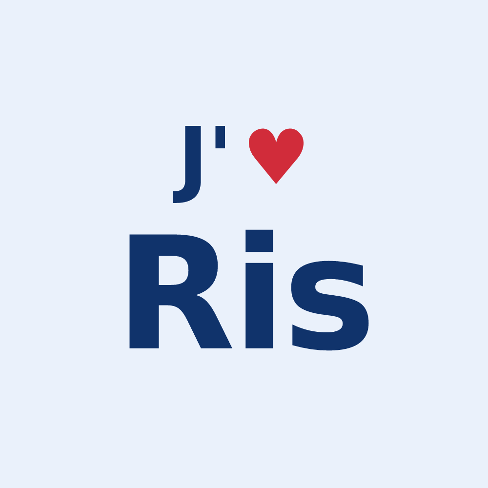 Sticker personnalisé Ris — design « J'aime Ris » imprimé sur le sticker