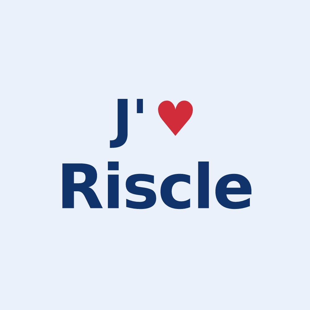 Sticker personnalisé Riscle — design « J'aime Riscle » imprimé sur le sticker