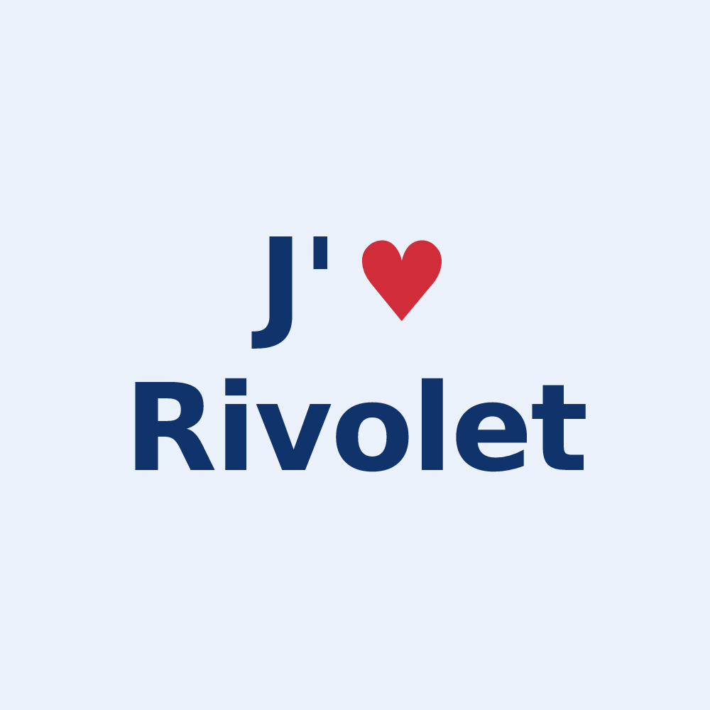 Sticker personnalisé Rivolet — design « J'aime Rivolet » imprimé sur le sticker