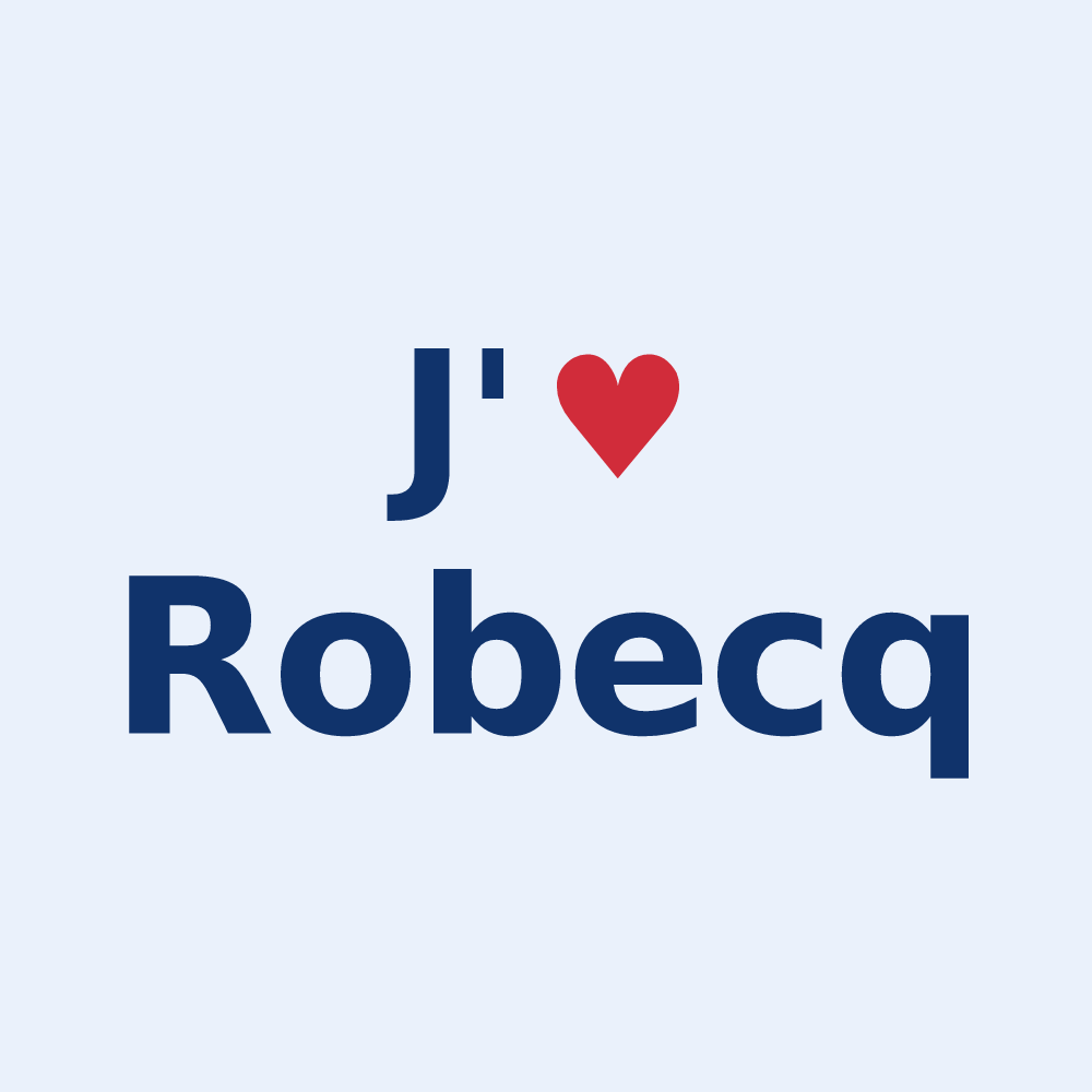 Sticker personnalisé Robecq — design « J'aime Robecq » imprimé sur le sticker