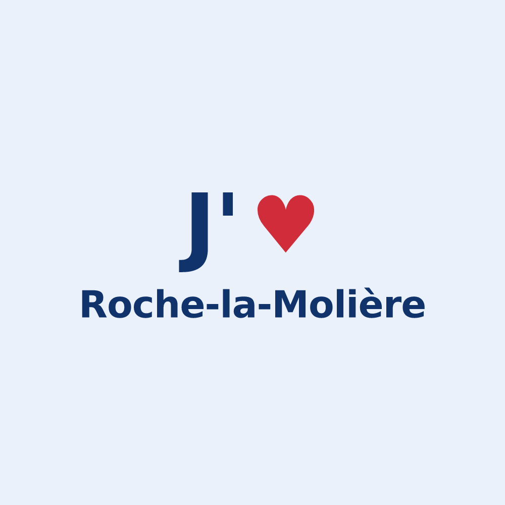 Sticker personnalisé Roche-la-Molière — design « J'aime Roche-la-Molière » imprimé sur le sticker