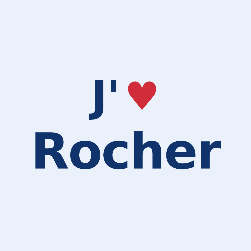 Sticker personnalisé Rocher — design J'aime Rocher