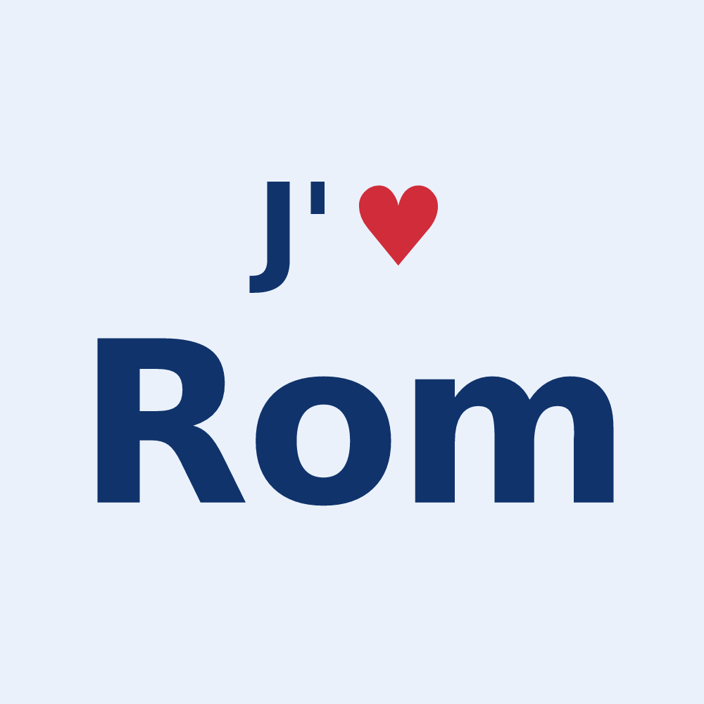 Sticker personnalisé Rom — design « J'aime Rom » imprimé sur le sticker