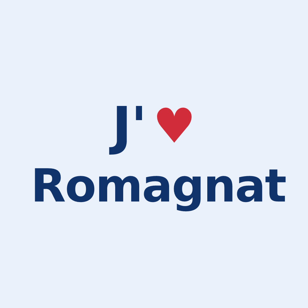 Sticker personnalisé Romagnat — design J'aime Romagnat