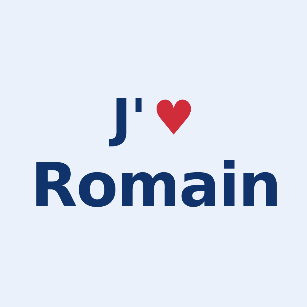 Sticker personnalisé Romain — design J'aime Romain