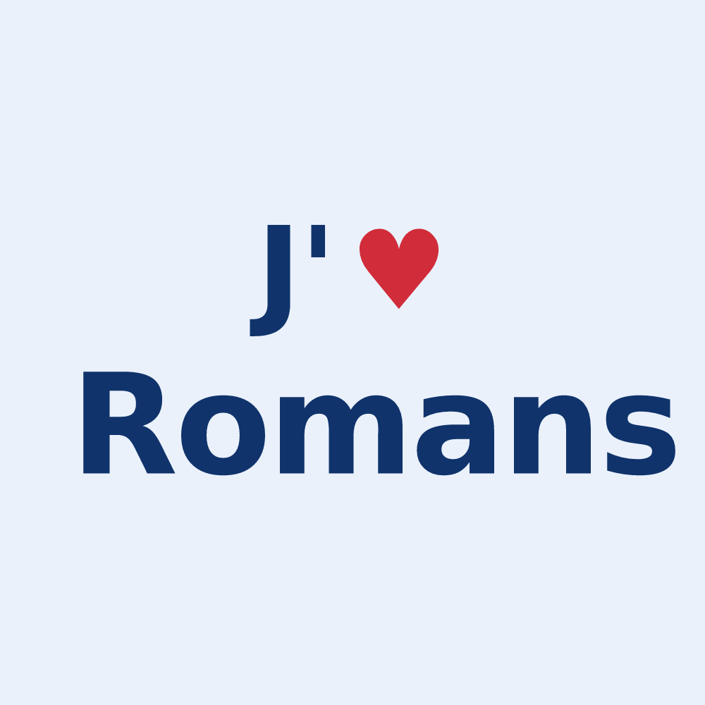 Sticker personnalisé Romans — design J'aime Romans
