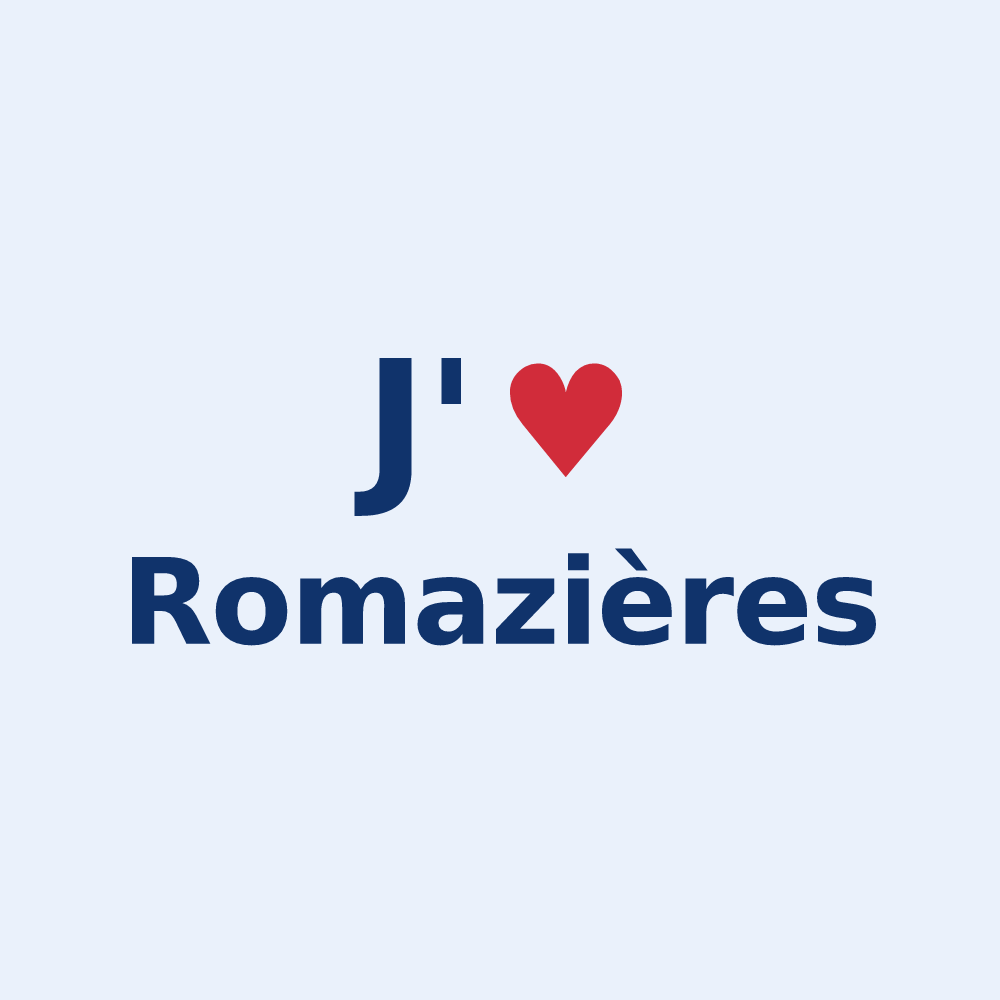 Sticker personnalisé Romazières — design « J'aime Romazières » imprimé sur le sticker