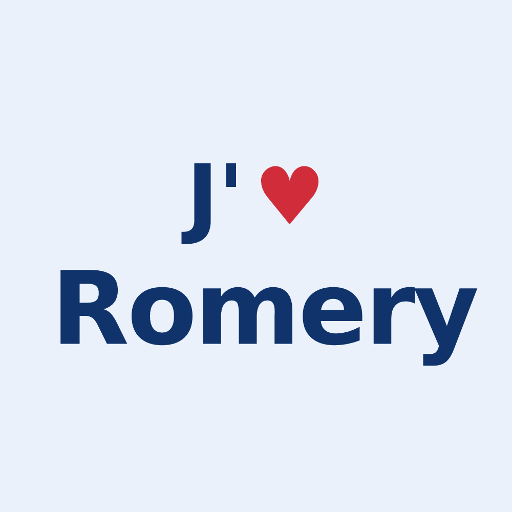 Sticker personnalisé Romery — design J'aime Romery