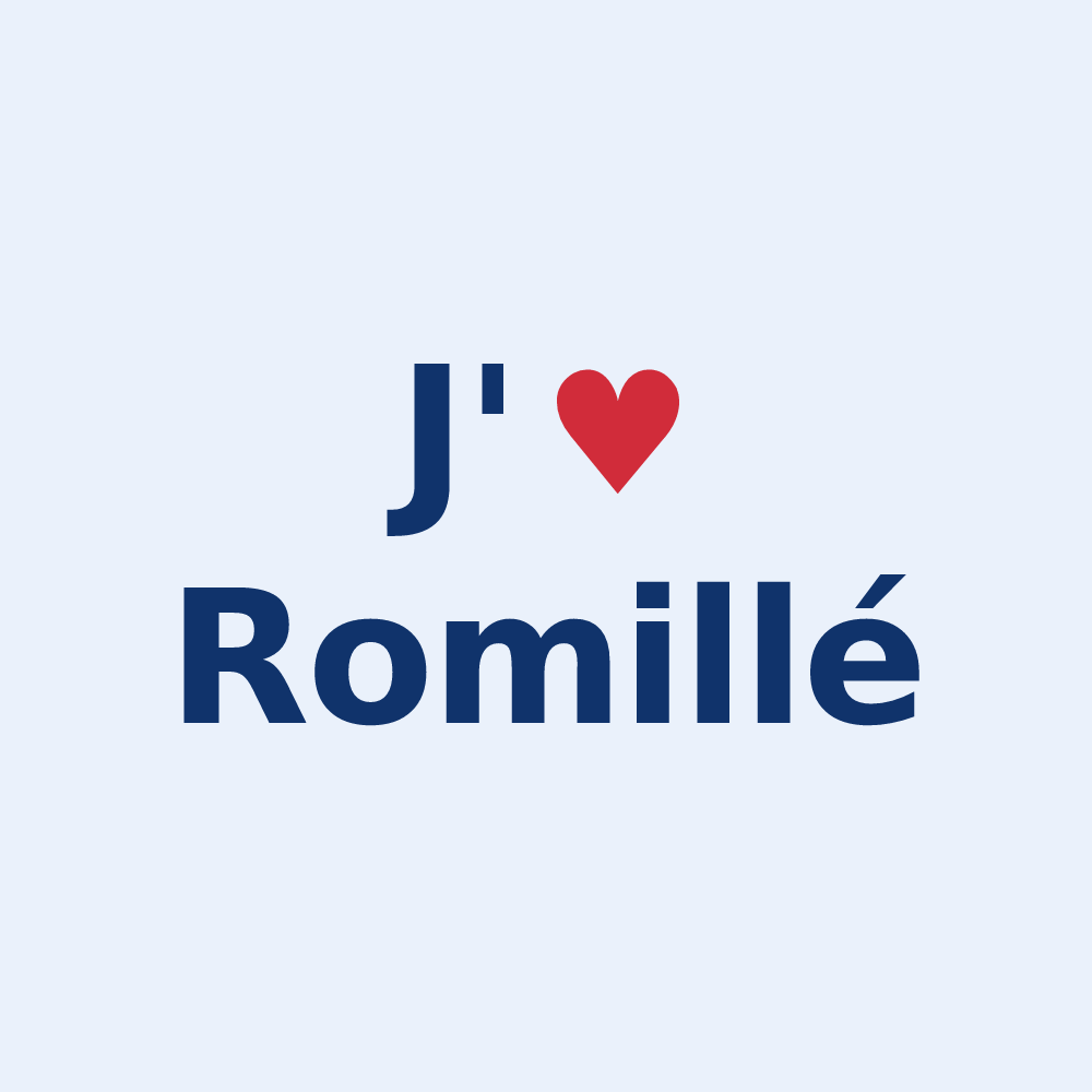 Sticker personnalisé Romillé — design J'aime Romillé