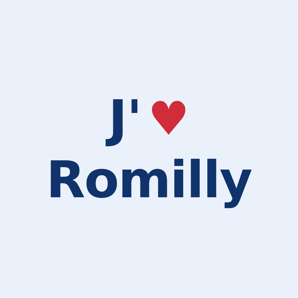 Sticker personnalisé Romilly — design J'aime Romilly