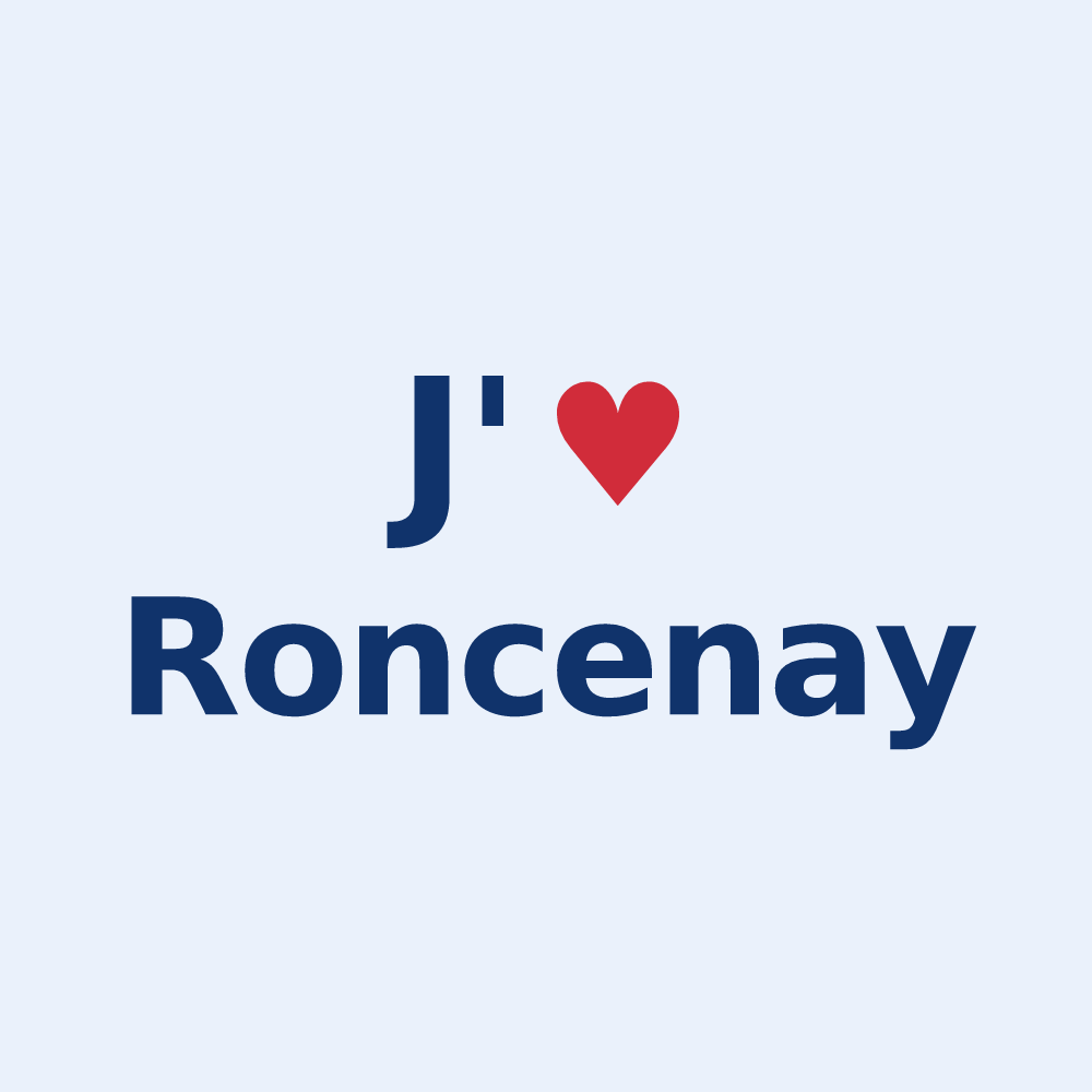 Sticker personnalisé Roncenay — design « J'aime Roncenay » imprimé sur le sticker