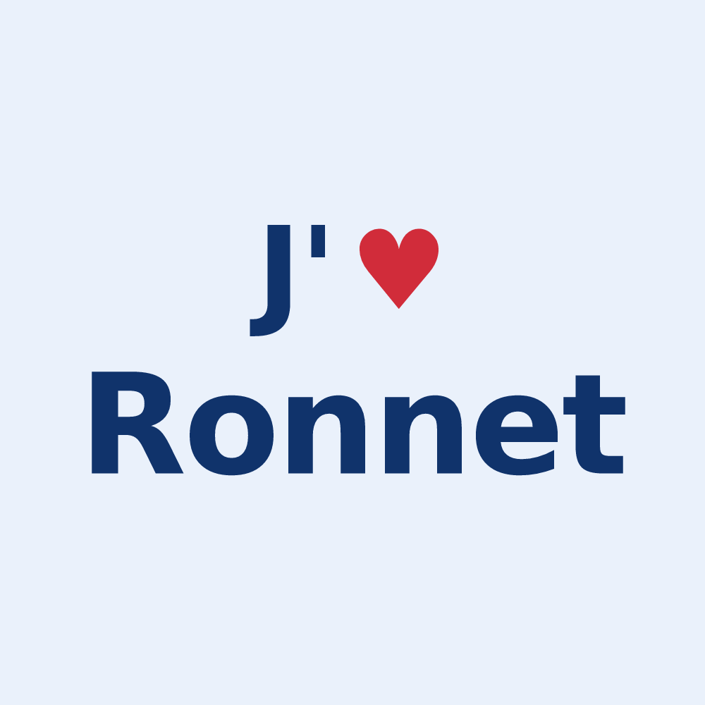 Sticker personnalisé Ronnet — design « J'aime Ronnet » imprimé sur le sticker