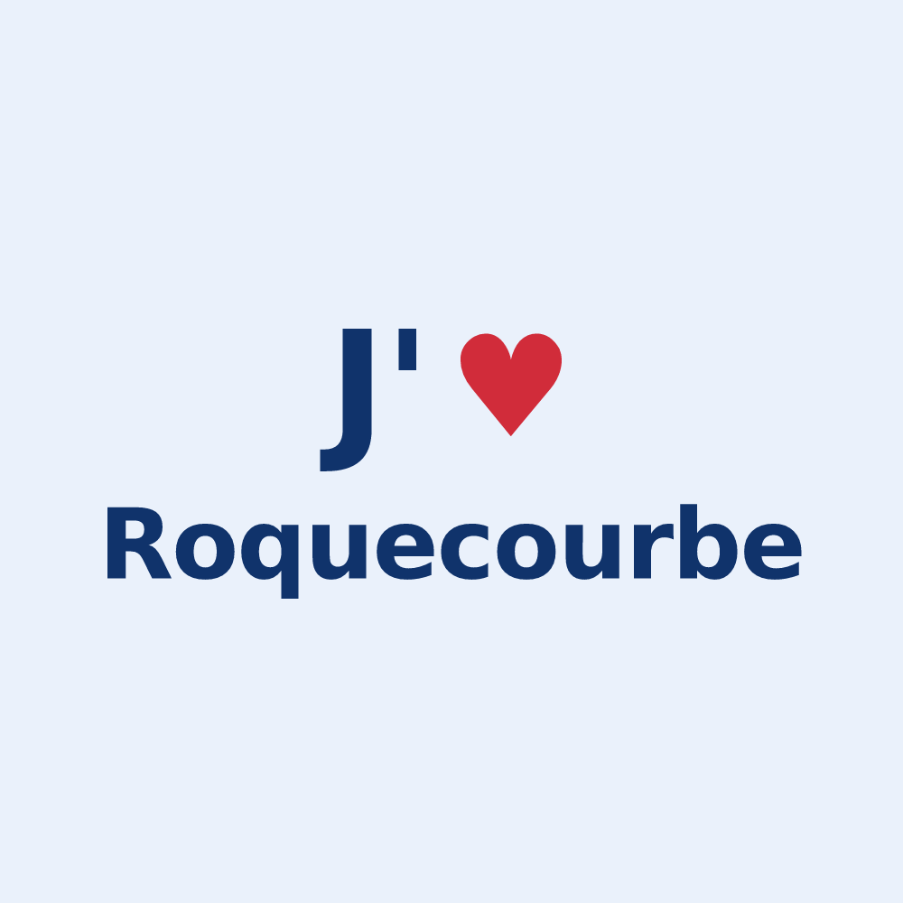 Sticker personnalisé Roquecourbe — design J'aime Roquecourbe