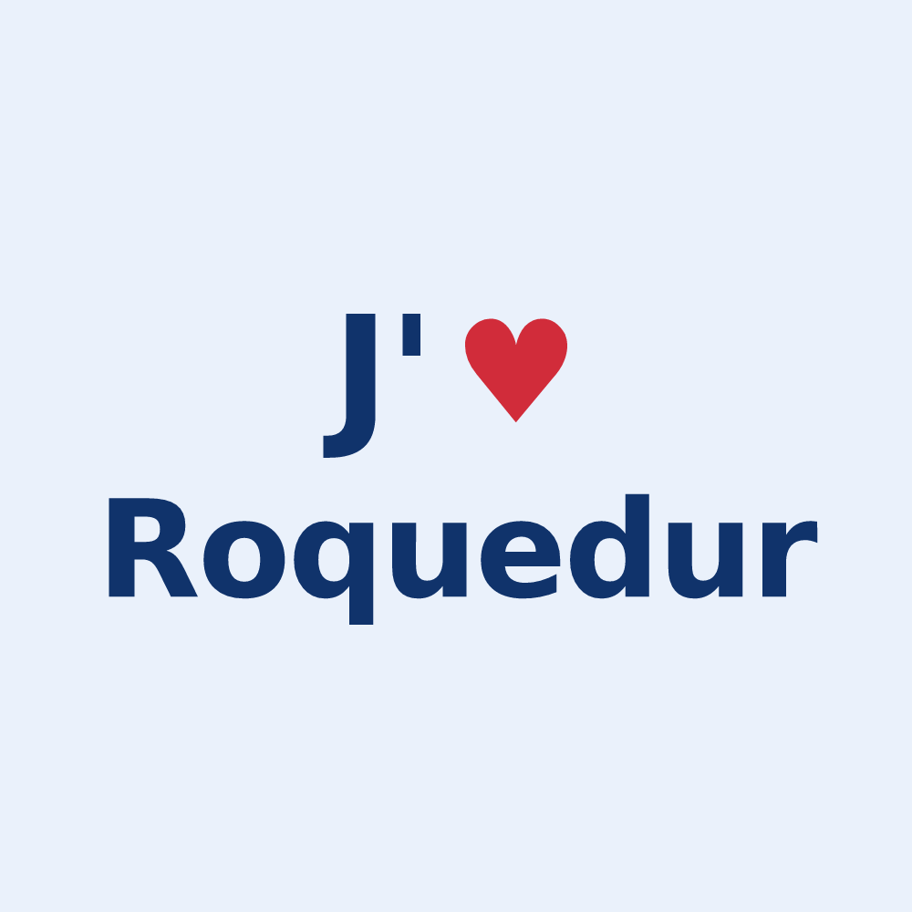 Sticker personnalisé Roquedur — design J'aime Roquedur